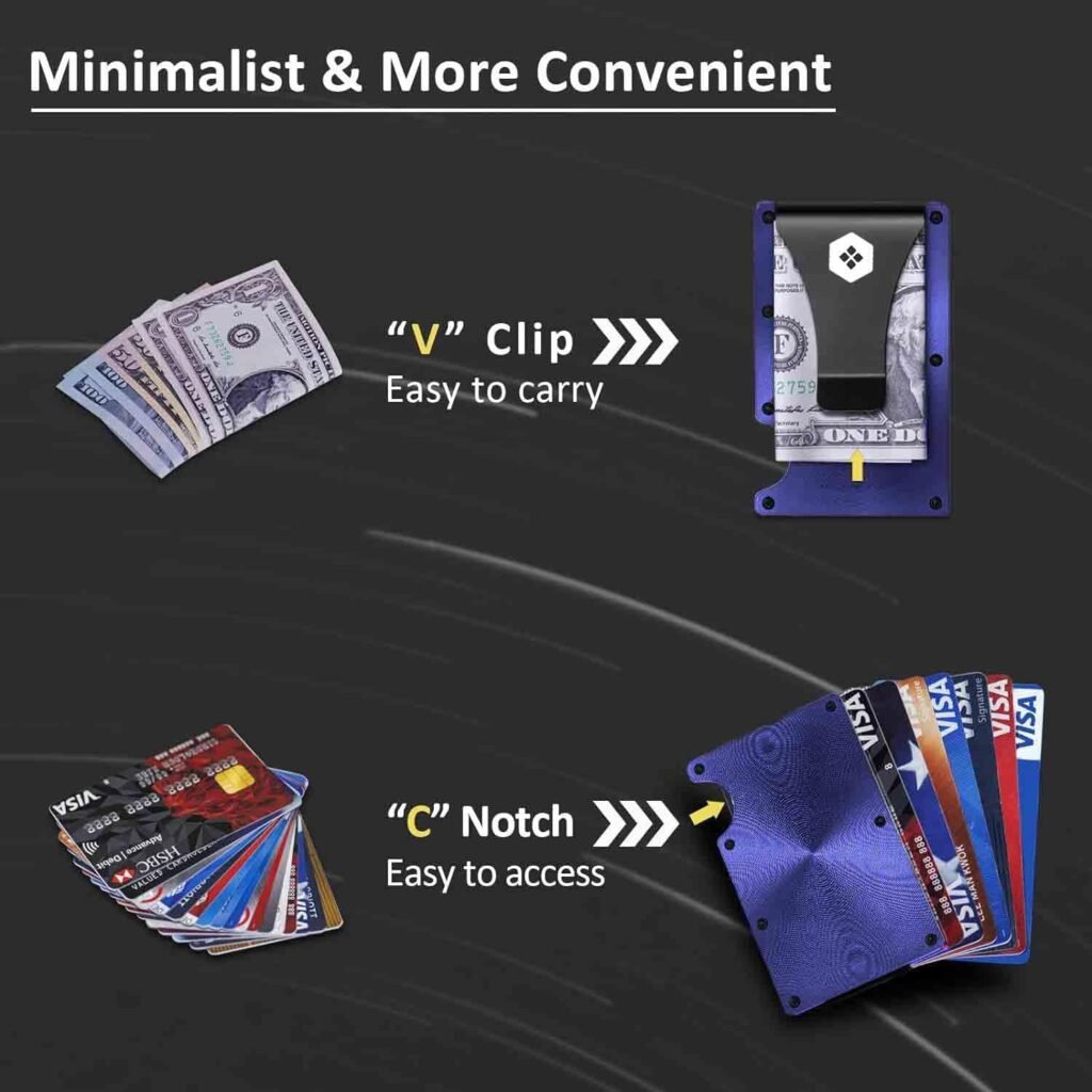 Minimalist Slim Wallet for Men - Carbon Fiber Wallets for Men RFID Blocking - Credit Card Holder with Aluminum Money Clip