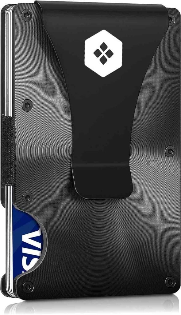 Minimalist Slim Wallet for Men - Carbon Fiber Wallets for Men RFID Blocking - Credit Card Holder with Aluminum Money Clip