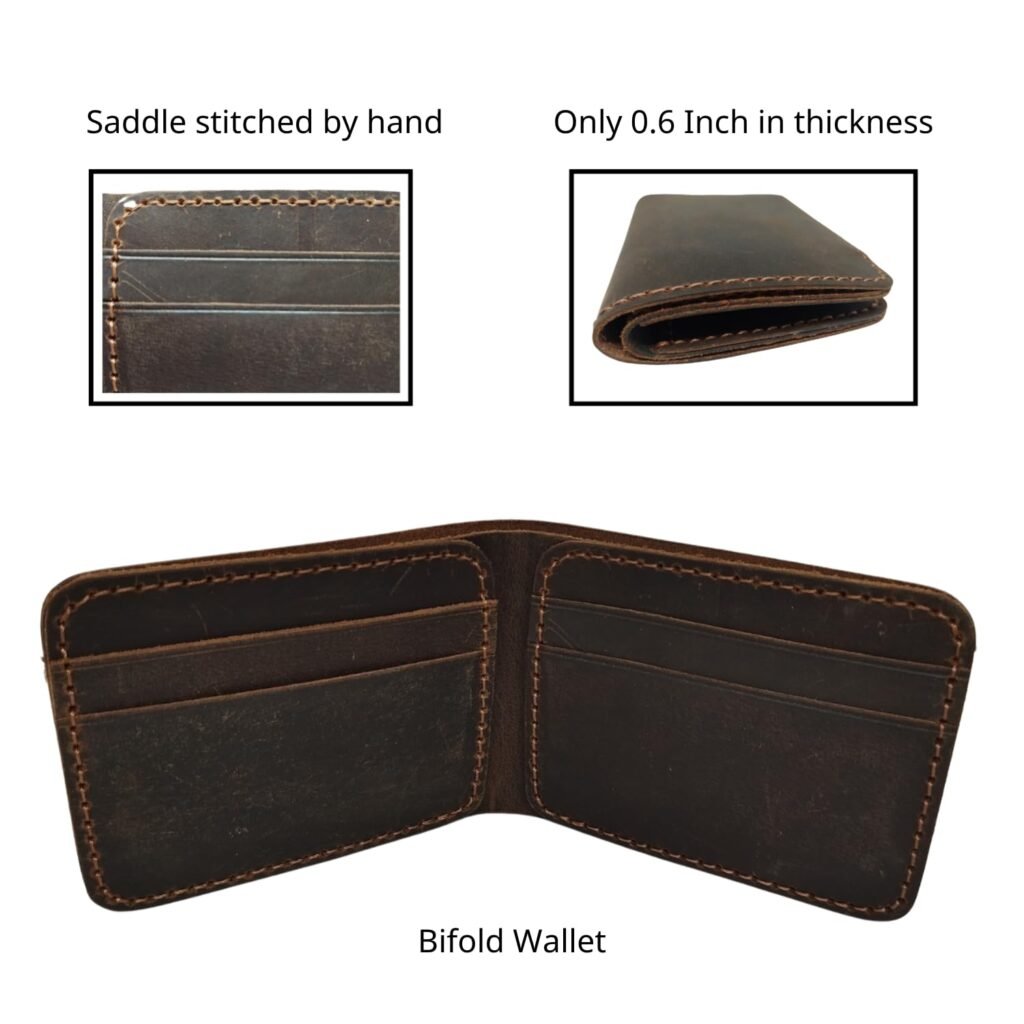 Custom Leather Wallet Handmade - Personalized Mens Wallet- Handcrafted Leather Slim Bifold Wallet for Men - Classic Horizontal Design Leather Mens Wallet - Gift for Men|Gift for Him|Husband Gift
