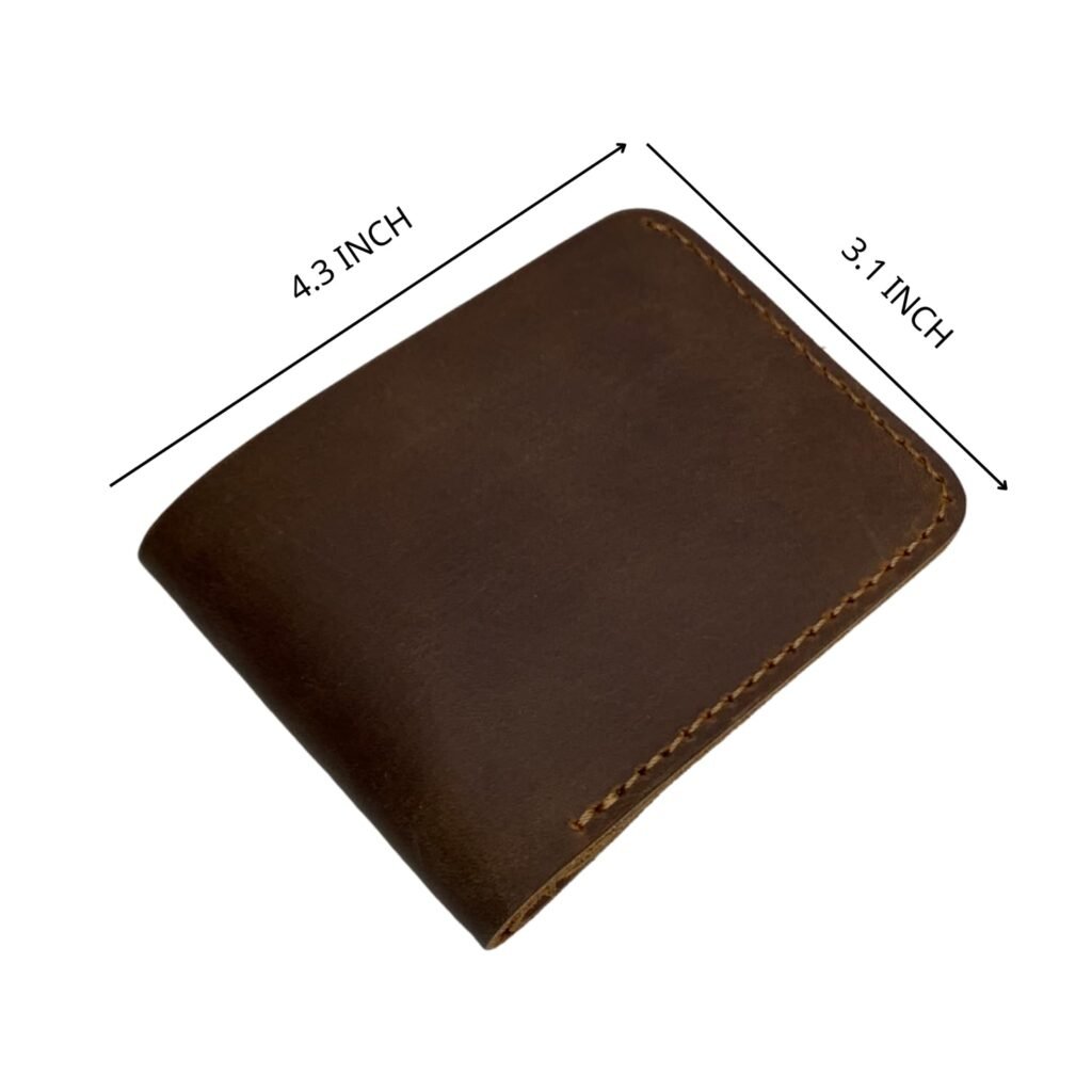 Handcrafted Leather Slim Bifold Wallet for Men - Classic Horizontal Design Leather Mens Wallet - Gift for Men