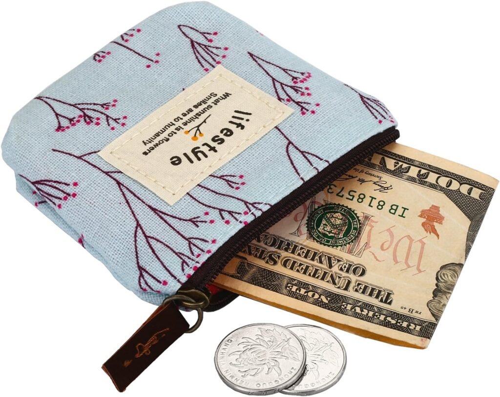 Cute Canvas Change Coin Purse Small Zipper Pouch Bag Wallet by Aiphamy, 3/4 Pack (Retro Style, 4 Pack)