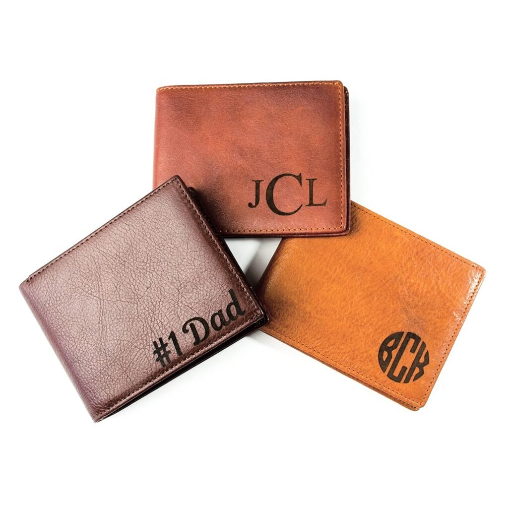 Personalized Genuine Leather Wallet, Monogrammed Wallet Engraved with Name, Signature or Drawing, Valentines Day Gift for Him and Her