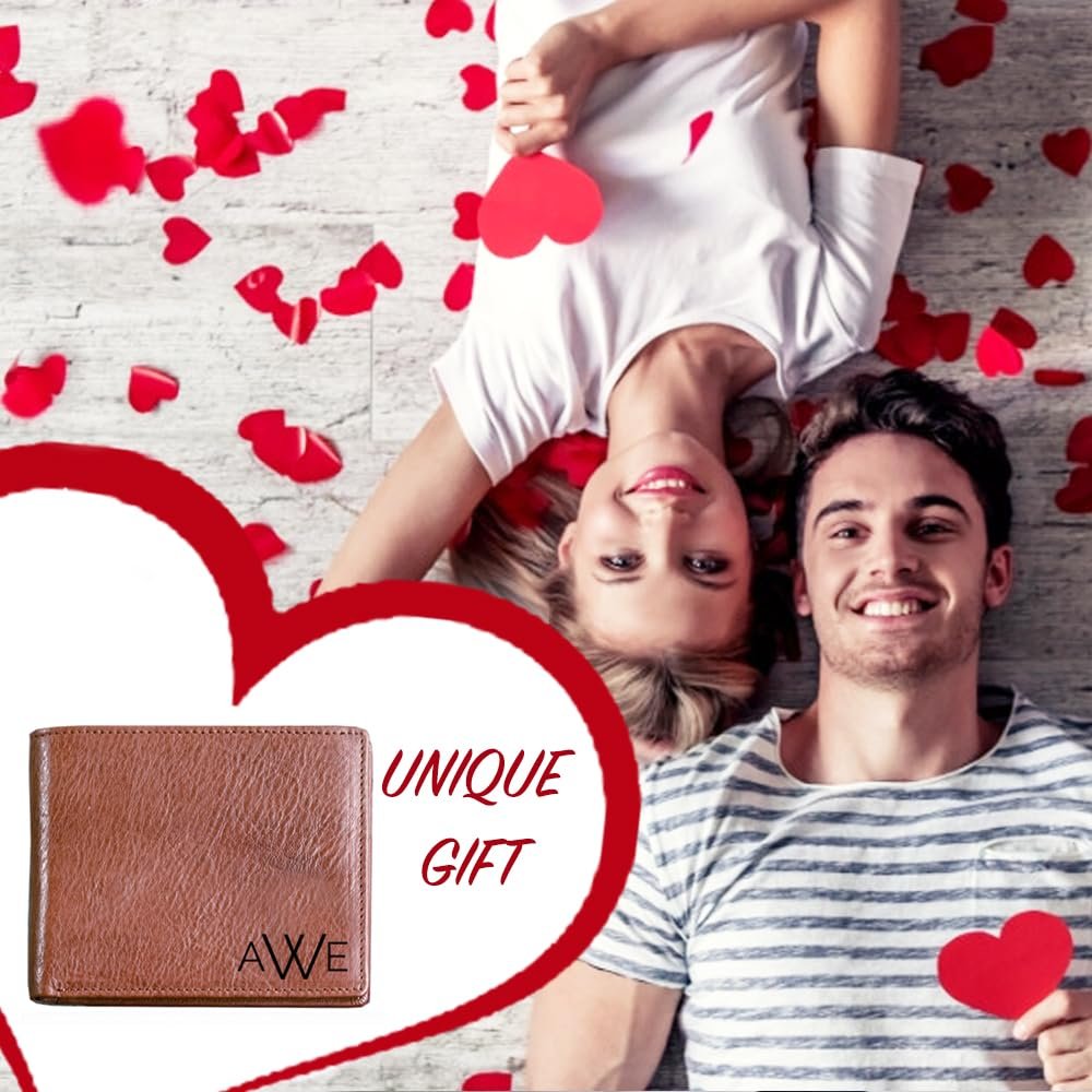 Personalized Genuine Leather Wallet, Monogrammed Wallet Engraved with Name, Signature or Drawing, Valentines Day Gift for Him and Her