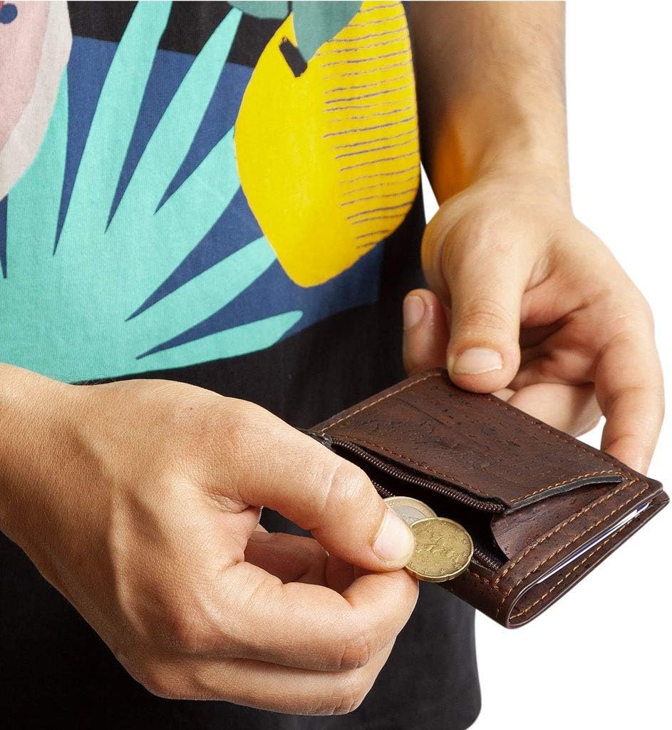 Cork RFID Slim Wallet – Men’s Wallet - RFID Blocking - Vegan Leather – Cruelty Free – Eco Friendly - Brown