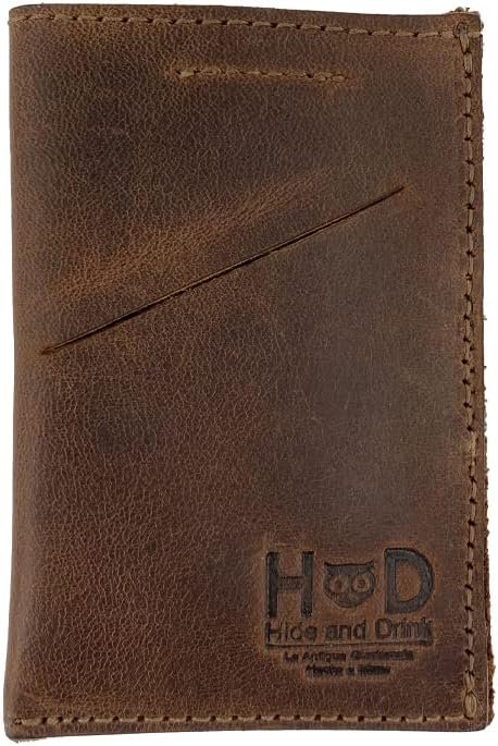 Hide  Drink, Soft Leather Wallet  Card Sleeve, Handmade Includes 101 Year Warranty (Bourbon Brown)