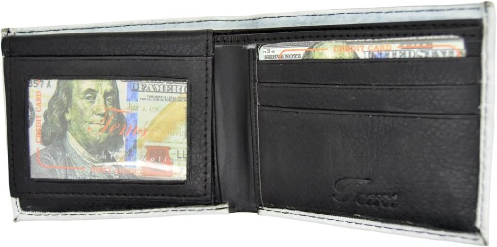 Mens Handcrafted Faux Leather Flip ID Bifold Wallet New Hundred Dollar Bill