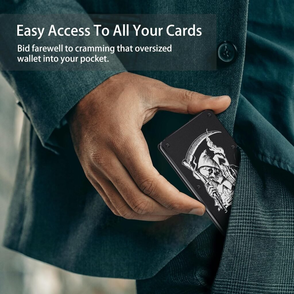 Minimalist Metal Wallet for Men - Slim RFID BLOCKING Wallets with Removable Money Clip - Mens Front Pocket Aluminum Small Credit Card Holder - Matte Black