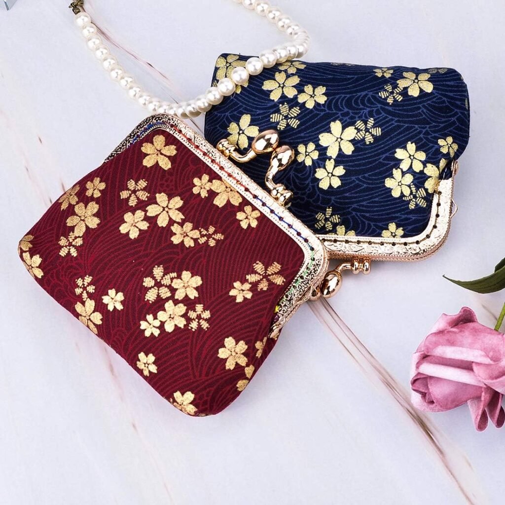 Oyachic Coin Purse Cotton Floral Change Pouch Clutch Wallet with Clasp Closure for Girls and Women