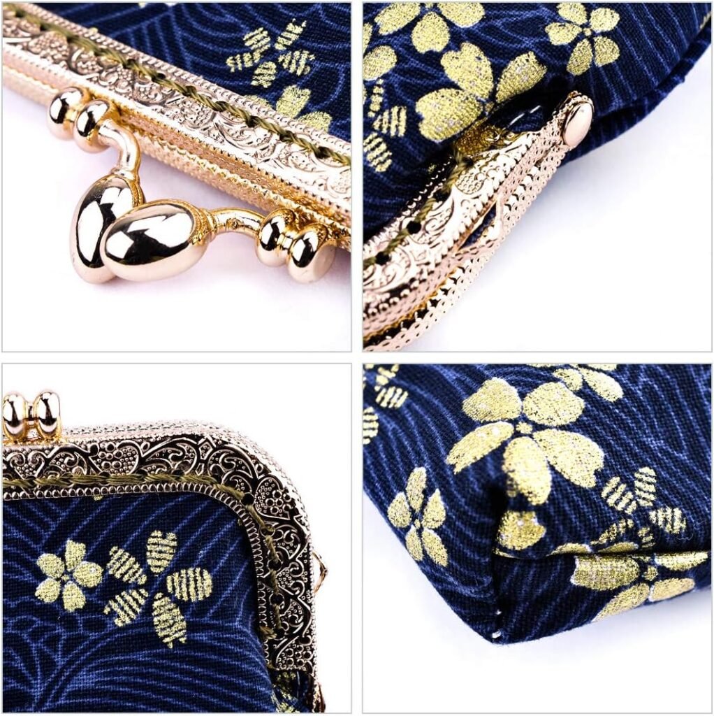 Oyachic Coin Purse Cotton Floral Change Pouch Clutch Wallet with Clasp Closure for Girls and Women