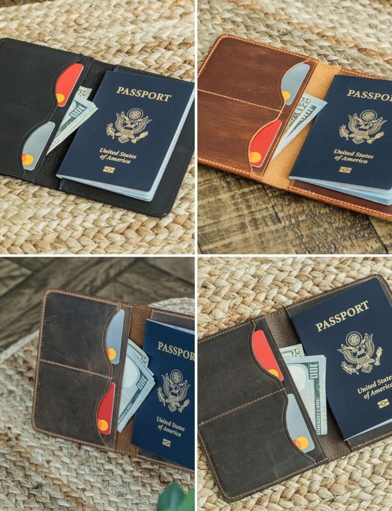 Handcrafted Genuine Leather Wallets, Minimalist Cardholders, and Passport Covers, Handmade Gift Chestnut Passport Cover