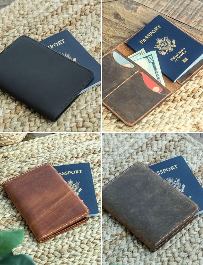 Handcrafted Genuine Leather Wallets, Minimalist Cardholders, and Passport Covers, Handmade Gift Chestnut Passport Cover