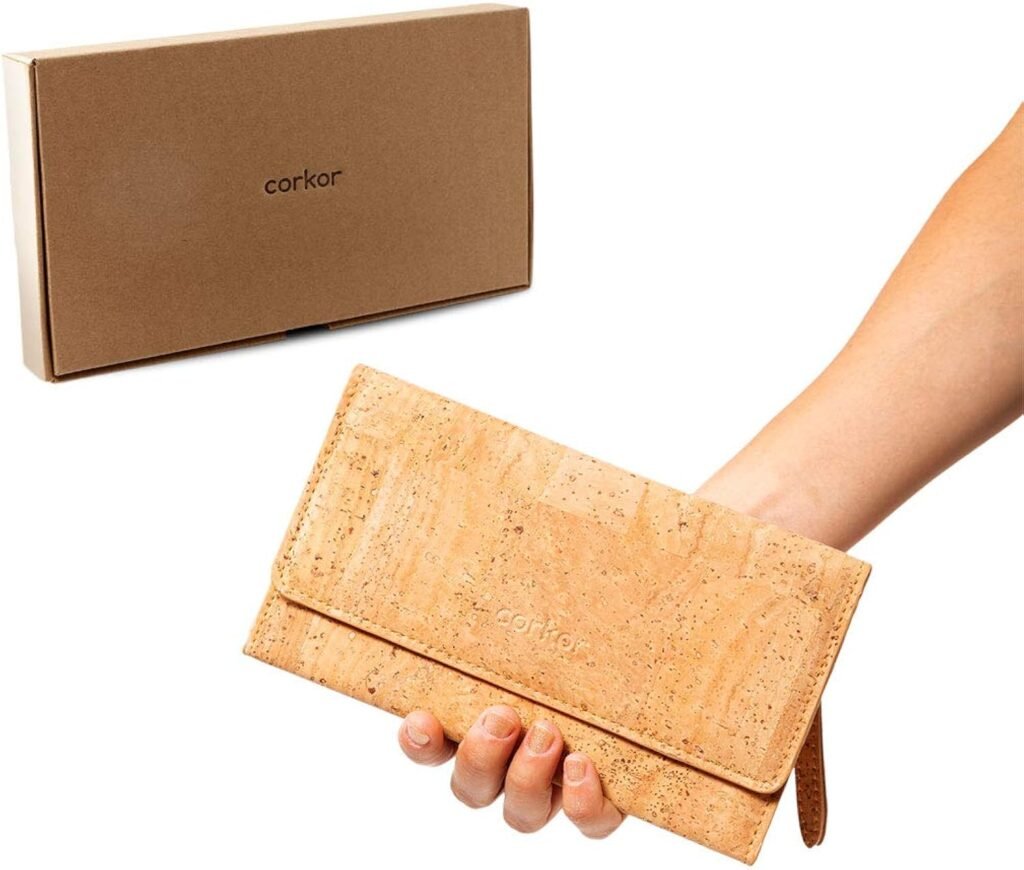 Cork Slim Long Wallet – Women’s Clutch - RFID Blocking - Vegan Leather – Cruelty Free – Eco Friendly - Black