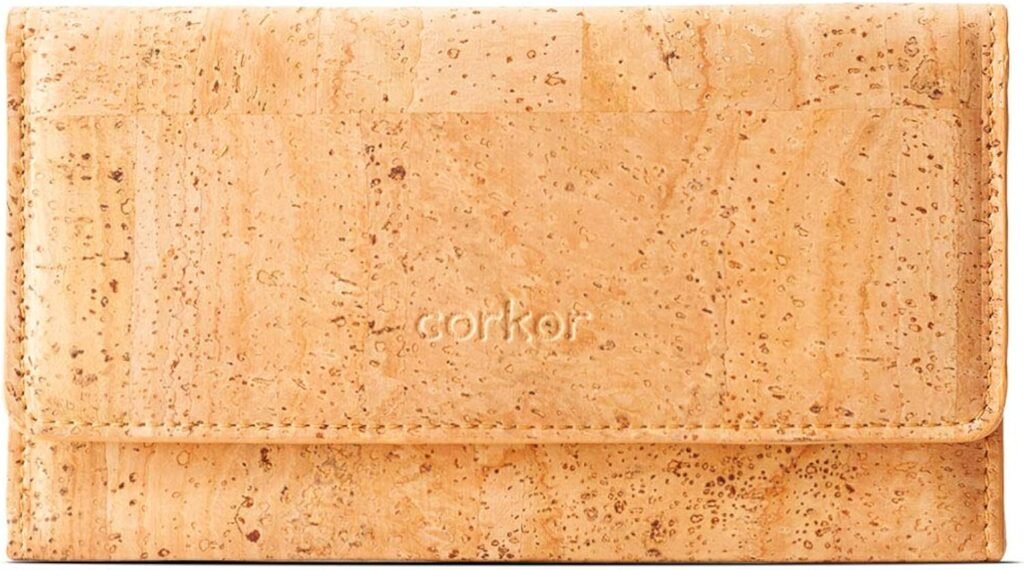 Cork Slim Long Wallet – Women’s Clutch - RFID Blocking - Vegan Leather – Cruelty Free – Eco Friendly - Black