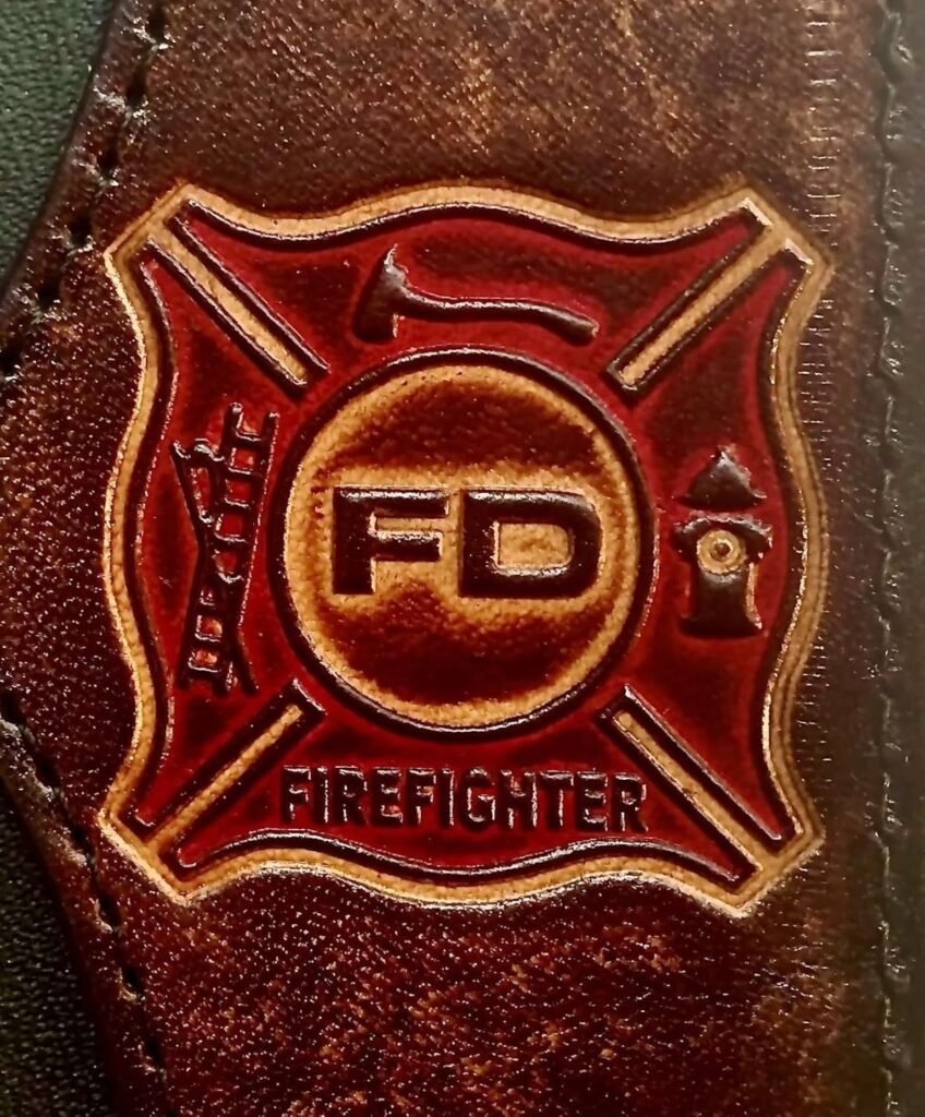 Mens Firefighter Handcrafted Leather Trifold Wallet