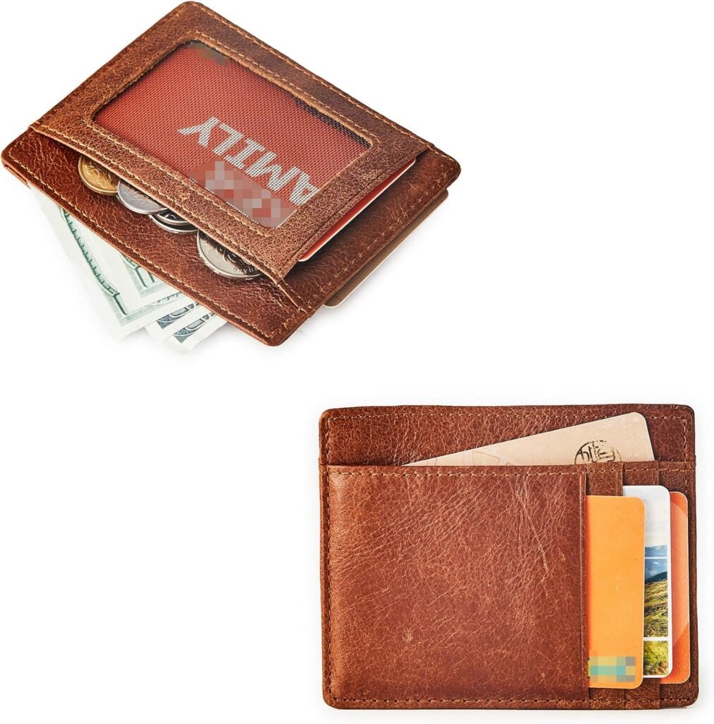 Mens Slim Vintage Style Minimal Genuine Leather Card Holder wallet