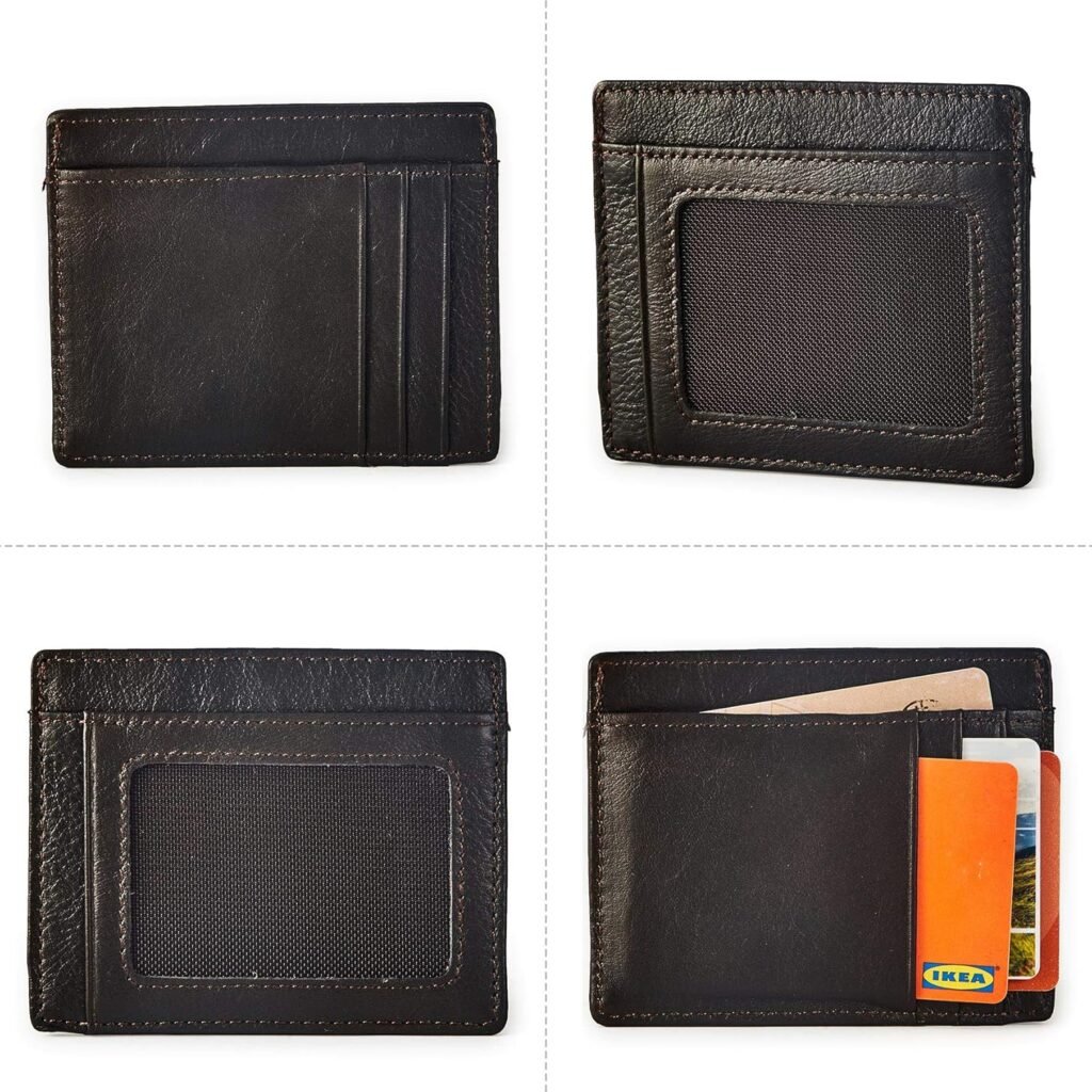 Mens Slim Vintage Style Minimal Genuine Leather Card Holder wallet