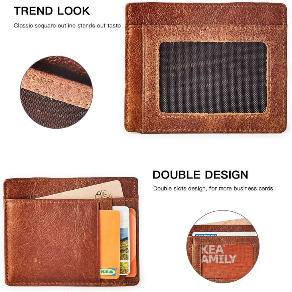 Mens Slim Vintage Style Minimal Genuine Leather Card Holder wallet