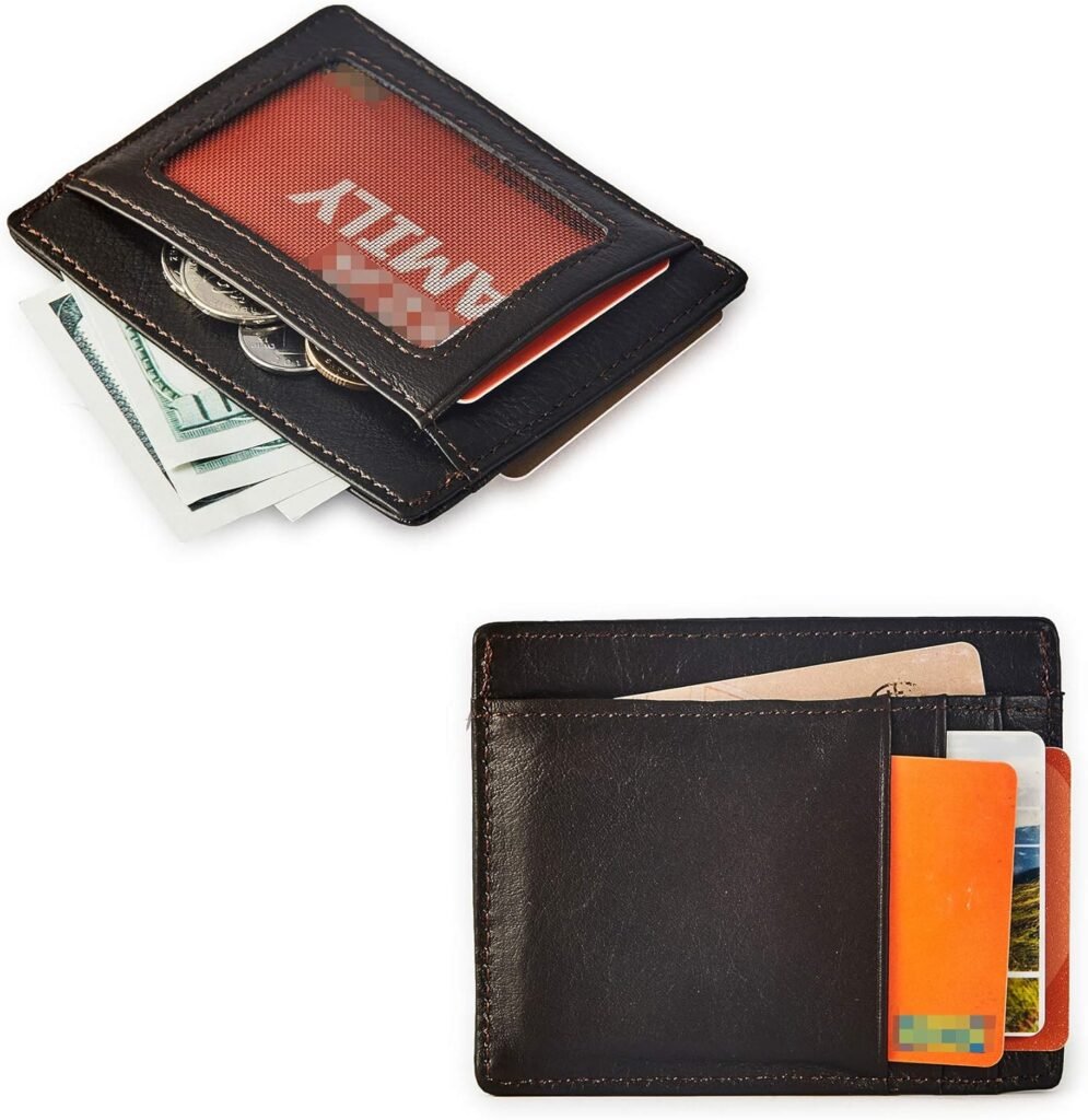 Mens Slim Vintage Style Minimal Genuine Leather Card Holder wallet